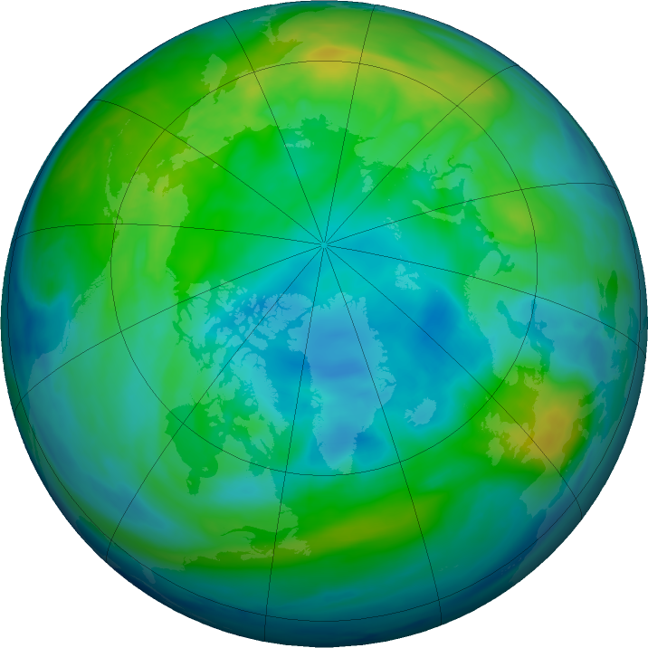 Arctic ozone map for 03 November 2023